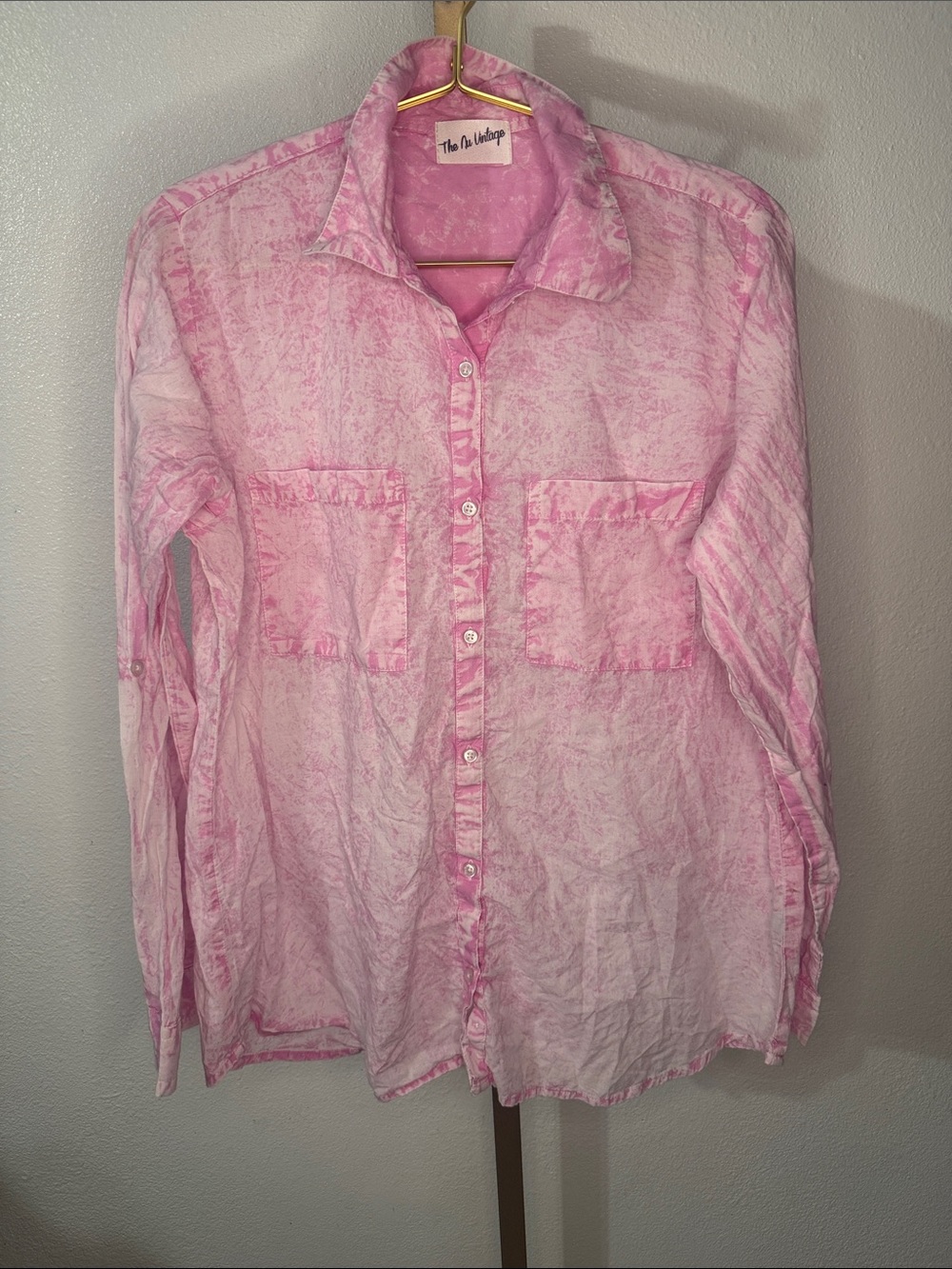 The NU Vintage- Pink Button-Up Shirt - Lightweight Women's Top- medium